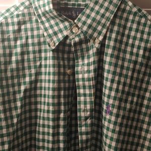 Green and White Polo Button Up